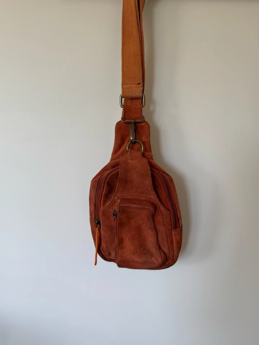 Free People Hudson Suede Sling Bag Burnt Orange Crossbody Boho